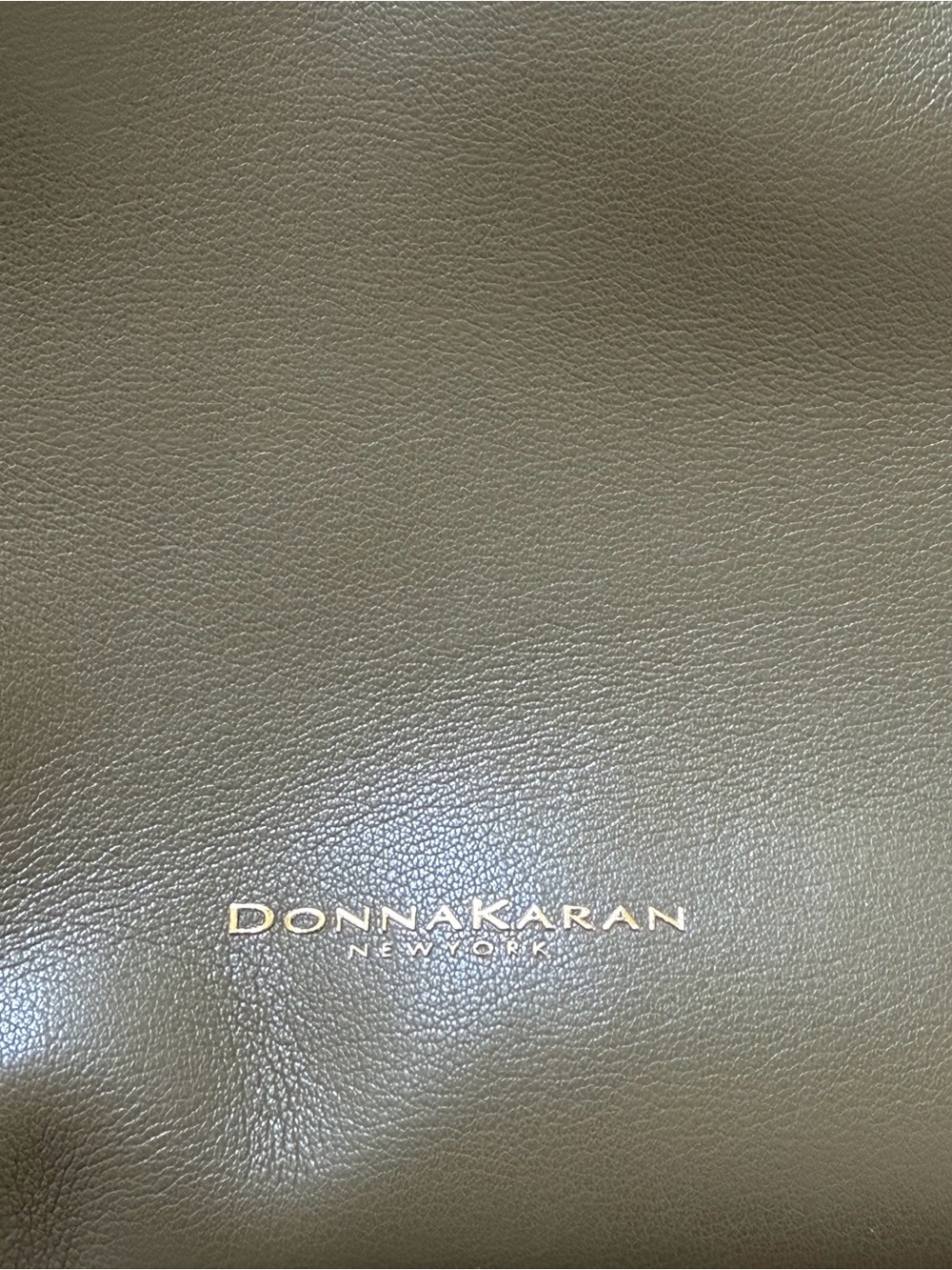 Donna Karan Olive Green Leather Satchel with Gold Accent - Picture 8 of 15